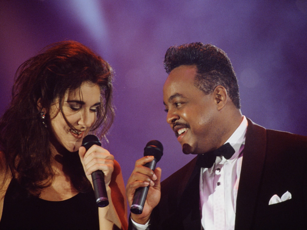 Canadian singer Celine Dion and American R&B and soul singer and songwriter Peabo Bryson attend the 1992 Wolrd Music Awards ceremony in Monaco, May 14, 1992. Bourguet Jacques/Jacques Bourguet/Sygma via Getty Images