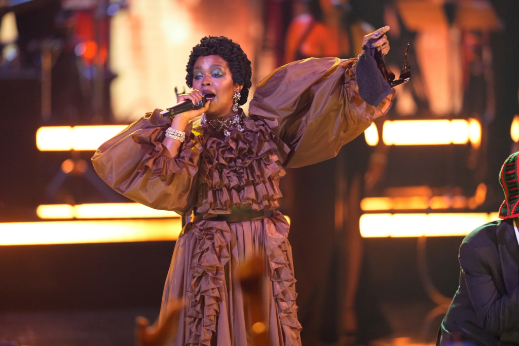 Lauryn Hill accepts the living legend icon award during the BET Awards on Sunday, June 28, 2026, at the Peacock Theater in Los Angeles. (AP Photo/John Locher)