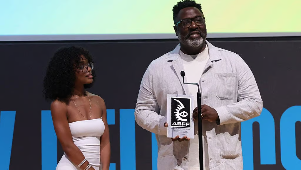 Marsai Martin and Bashir Salahuddin speak onstage at the Best Of The ABFF Awards during the 2026 American Black Film Festival at New World Center on May 30, 2026 in Miami Beach, Florida. (Photo by Arturo Holmes/Getty Images for ABFF)