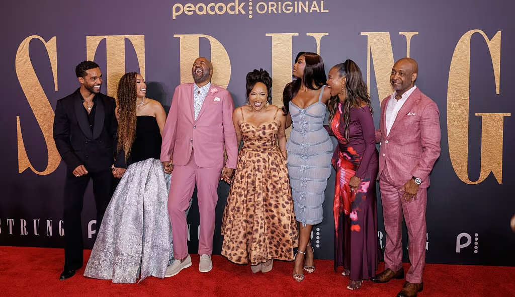 Lucien Laviscount, Chloe Bailey, Malcom D. Lee, Lynn Whitfield, Coco Jones, Nicole Friday and Jeff Friday attend the 2026 American Black Film Festival - "Strung" Opening Night Screening at New World Center on May 27, 2026 in Miami Beach, Florida. (Photo by Alekandra London/Getty Images)