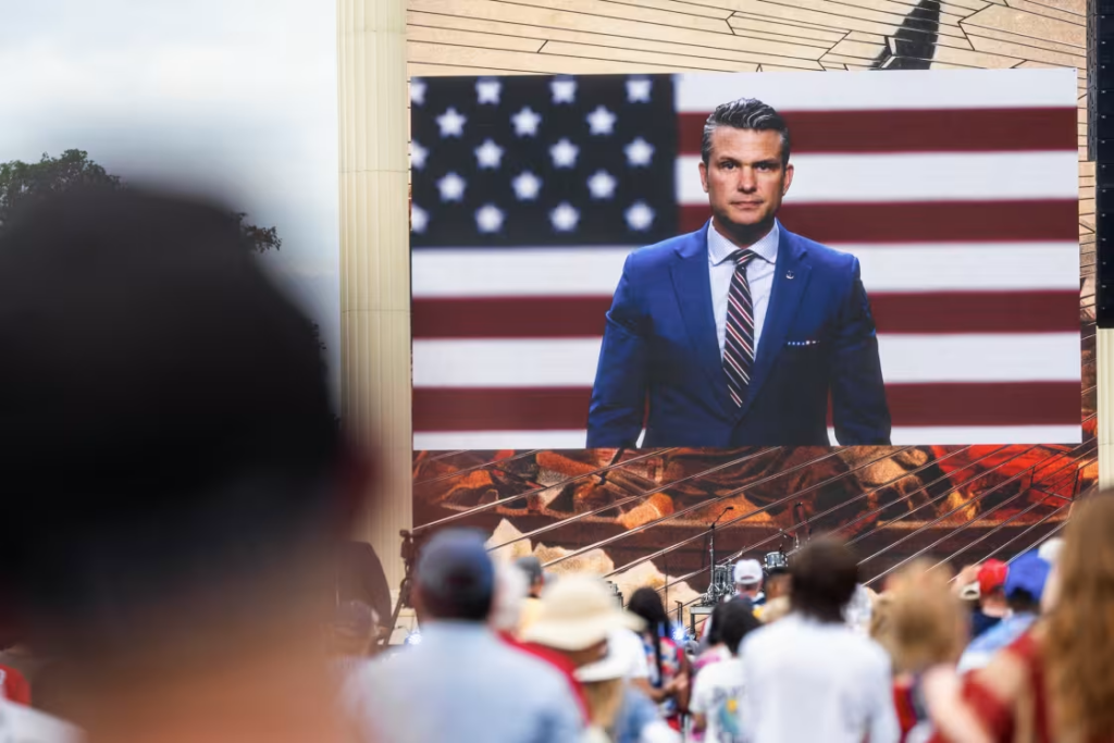 Defense Secretary Pete Hegseth appeared via video feed during "Rededicate 250: A National Jubilee of Prayer, Praise and Thanksgiving", a Freedom 250 event held in Washington earlier this month.Zackary Canepari for NBC News