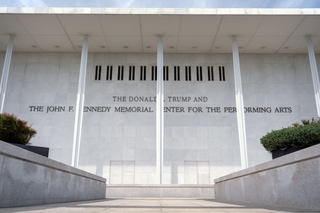 The John F. Kennedy Center for the Performing Arts is seen, Monday, June 1, 2026, in Washington. (AP Photo/Mark Schiefelbein)