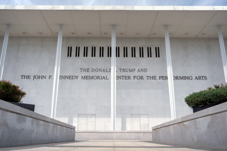 The John F. Kennedy Center for the Performing Arts is seen, Monday, June 1, 2026, in Washington. (AP Photo/Mark Schiefelbein)