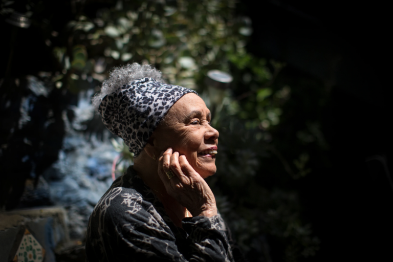 Artist Betye Saar of Los Angeles at home on her back patio on April 22, 2016 in Los Angeles, Callf, (Gina Ferazzi/Los Angeles Times via AP)