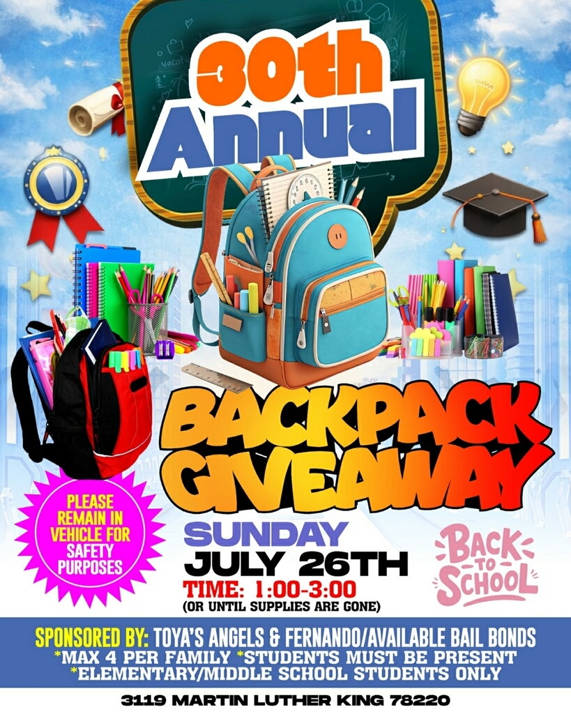 80th Annual Backpack Giveaway Set for July 26 on San Antonio’s East Side