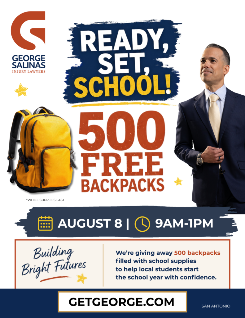 George Salinas Injury Lawyers is celebrating 20 years of serving San Antonio with a free community backpack giveaway.