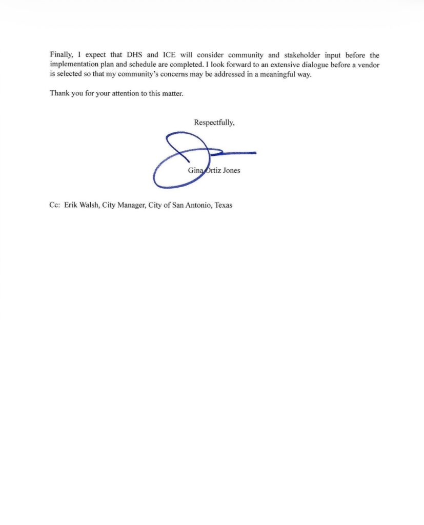 San Antonio Mayor Gina Ortiz Jones responds to June 22nd ICE Letter