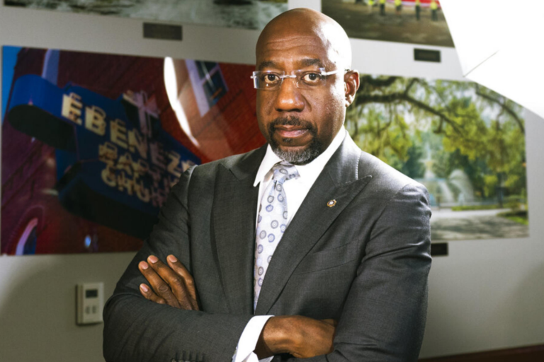 Sen. Raphael Warnock, D-Ga., poses for a photo after an interview with The Associated Press on Capitol Hill, Wednesday, Feb. 1, 2023, in Washington. Credit: AP Photo/Manuel Balce Ceneta