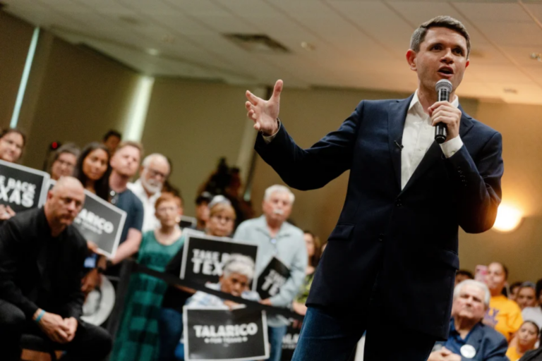 Democratic Senate candidate James Talarico speaks at a rally on Monday, July 13, 2026, in Eagle Pass, Texas. (AP Photo/Brenda Bazán)