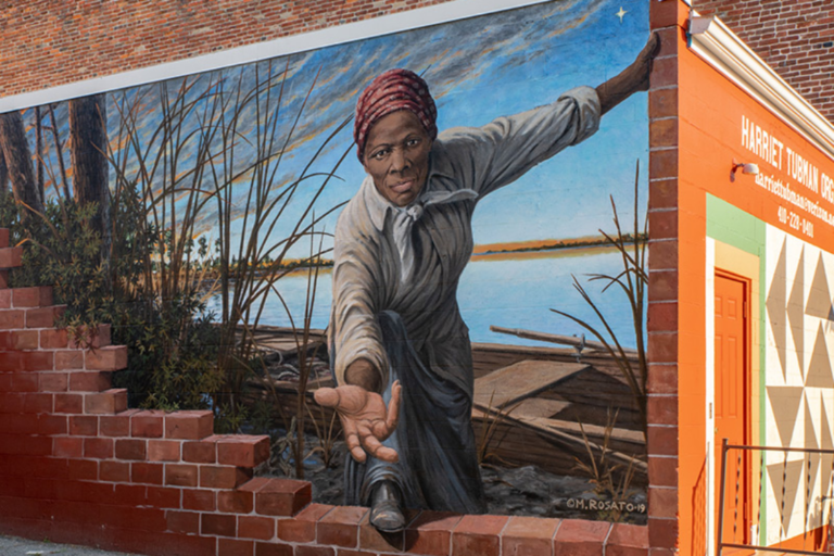 “Take My Hand” mural on the Harriet Tubman Museum