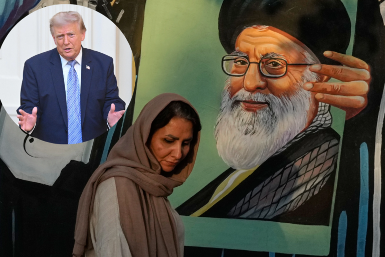 A woman walks past a mural depicting a portrait of the late Iranian Supreme Leader Ayatollah Ali Khamenei, who was killed in the U.S. and Israel strike on Feb. 28, in downtown Tehran, Iran, Saturday, July 18, 2026. (AP Photo/Vahid Salemi)