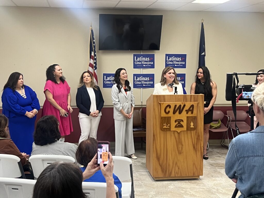 Luz Elena Chapa Speaks at Latinas for Gina Hinojosa Statewide Coalition Launch Press Conference held August 11th at the Communications Workers of America, Photo: SA Observer