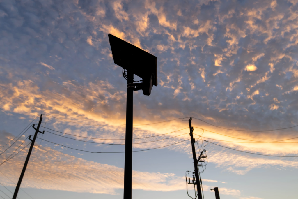 A Flock Safety license plate reader is seen along a public road, Thursday, Oct. 16, 2025, in Houston. (AP Photo/David Goldman, File)