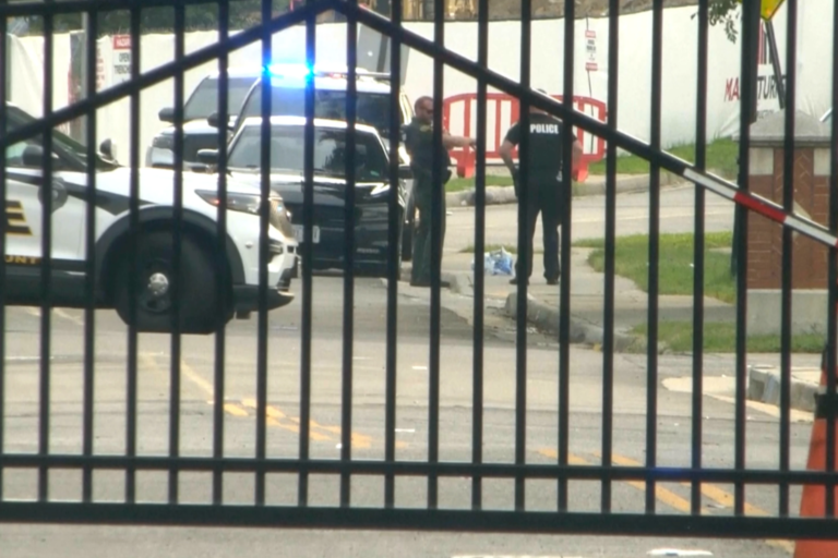 Police investigate the scene of a shooting on the campus of Virginia State University on Saturday, Aug. 15, 2026 in Petersburg, Va. (WWBT via AP)