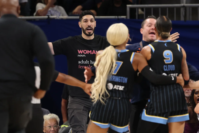Natasha Cloud got into a verbal back and forth with Enes Kanter Freedom on Sunday night in Chicago before he was removed from the arena. (Michael Reaves via Getty Images)