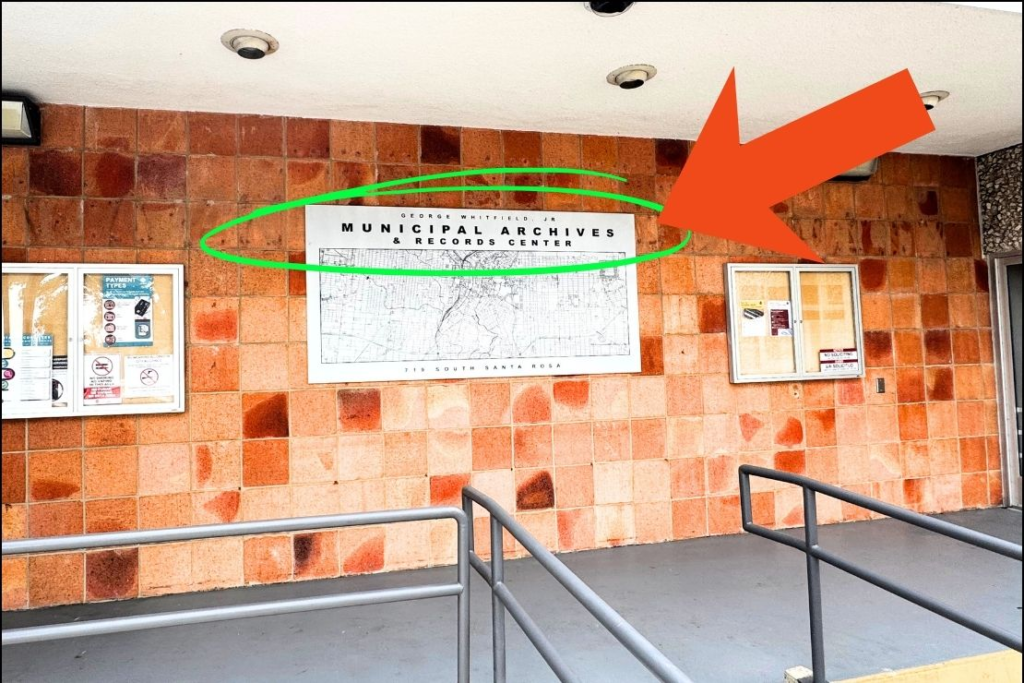 The George Whitfield Jr. Municipal Archives & Records Center in November 2025 shows Whitfield’s name circled. The San Antonio Observer