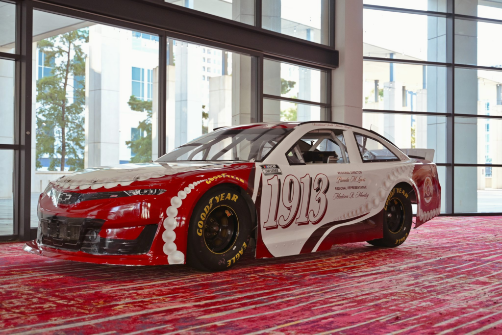 Delta Sigma Theta NASCAR show car displayed at the sorority’s South Atlantic Regional Conference in Charlotte. Credit: Watch the Yard